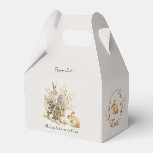 Caja Editable De Favor De Conejo De Pascua (Front Side)
