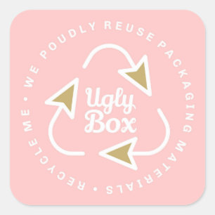 Caja fea Pegatina de embalaje reciclado rosa y mar
