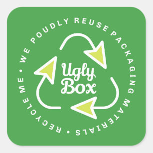 Caja fea Pegatina de embalaje reciclado verde y li