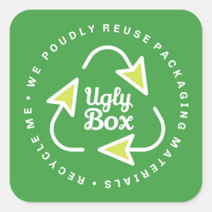 Caja fea Pegatina de embalaje reciclado verde y li