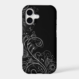 Caja floral caprichosa negra y blanca del iPhone 5