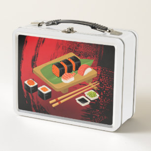 Caja negra y roja de Bento del sushi