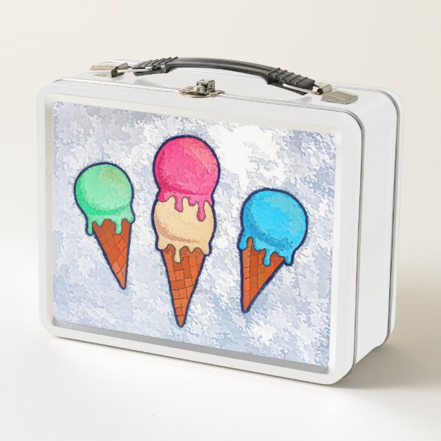Caja Para Almuerzo Con Conos De Helado (Anverso)