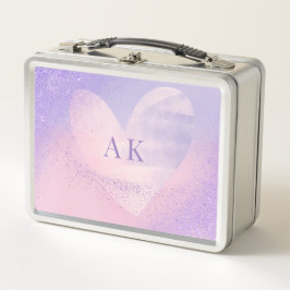 Caja para almuerzo con corazón degradado de púrpur