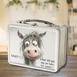 Caja para almuerzo de caballo con pelo loco y ojos