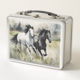 Caja para almuerzo de caballos salvajes hermosos
