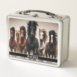 Caja para almuerzo de caballos salvajes hermosos