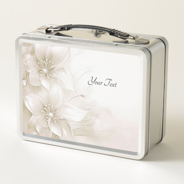 Caja para almuerzo de flores blancas marfil (Reverso)