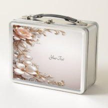 Caja para almuerzo de flores suaves rosadas y blan