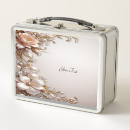 Caja para almuerzo de flores suaves rosadas y blan