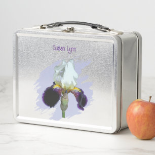 Caja para almuerzo de lirio púrpura y blanco