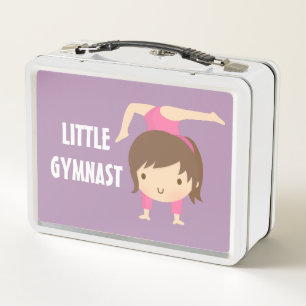 Caja para almuerzo de niña gimnasta linda haciendo