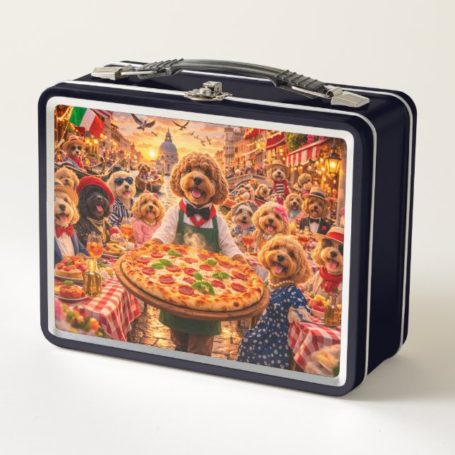 Caja para almuerzo de pizza Cockapoo Diseño divert (Anverso)