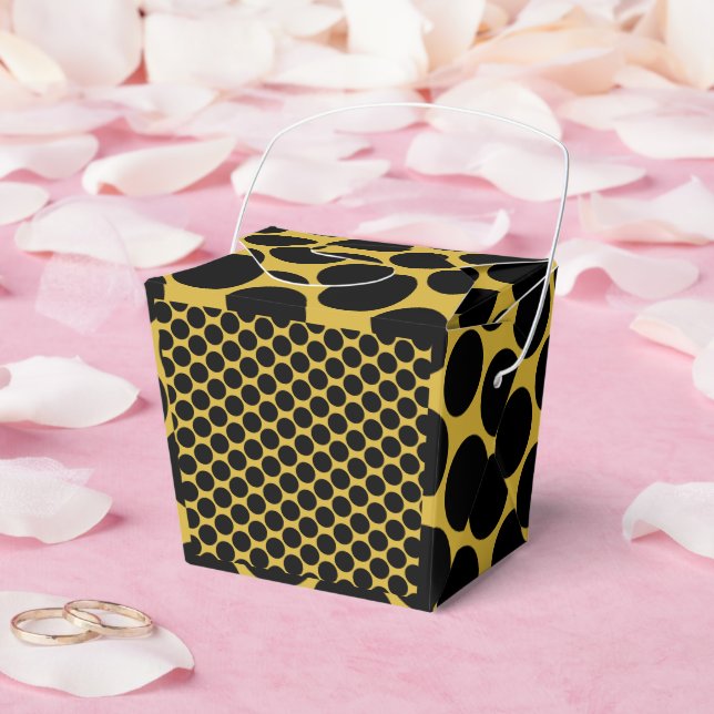Caja para llevar de estilo de punto negro y dorado (Boda)