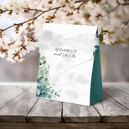 Caja para regalo de boda de hojas en acuarela eleg