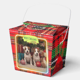 CAJA PARA REGALOS チェック柄がかわいいジャックラッセルテリアの子犬たちとクリスマス♡ 