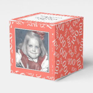 Caja Para Regalos 100.ª foto-Patrón de números de coral/blanco