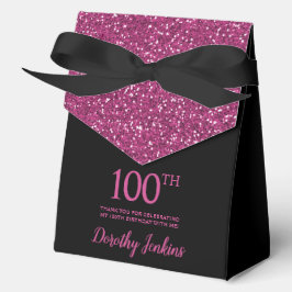 Caja Para Regalos 100 años Purpurina Black Hot Pink Gracias