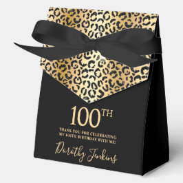 Caja Para Regalos 100th Birthday Gold Leopard Print Thank You 