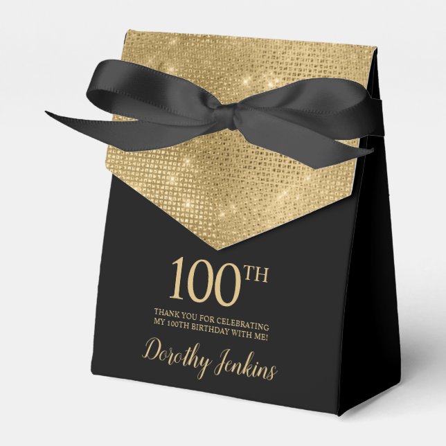Caja Para Regalos 100th Birthday Gold Thank You Favor Box (Front Side)