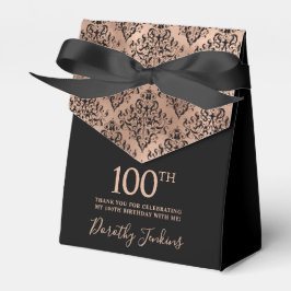 Caja Para Regalos 100th Birthday Rose Gold Damask Thank You