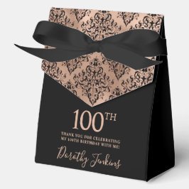 Caja Para Regalos 100th Birthday Rose Gold Damask Thank You 
