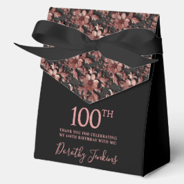 Caja Para Regalos 100th Birthday Rose Gold Floral Thank You 