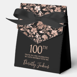 Caja Para Regalos 100th Birthday Rose Gold Floral Thank You 