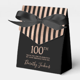 Caja Para Regalos 100th Birthday Rose Gold Striped Thank You