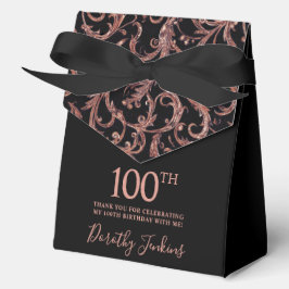 Caja Para Regalos 100th Birthday Rose Gold Swirls Thank You 