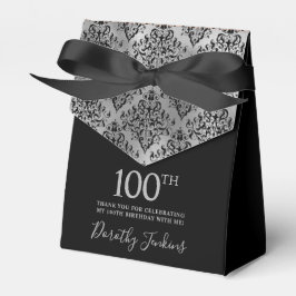 Caja Para Regalos 100th Birthday Silver Damask Thank You