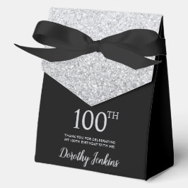 Caja Para Regalos 100th Birthday Silver Glitter Thank You