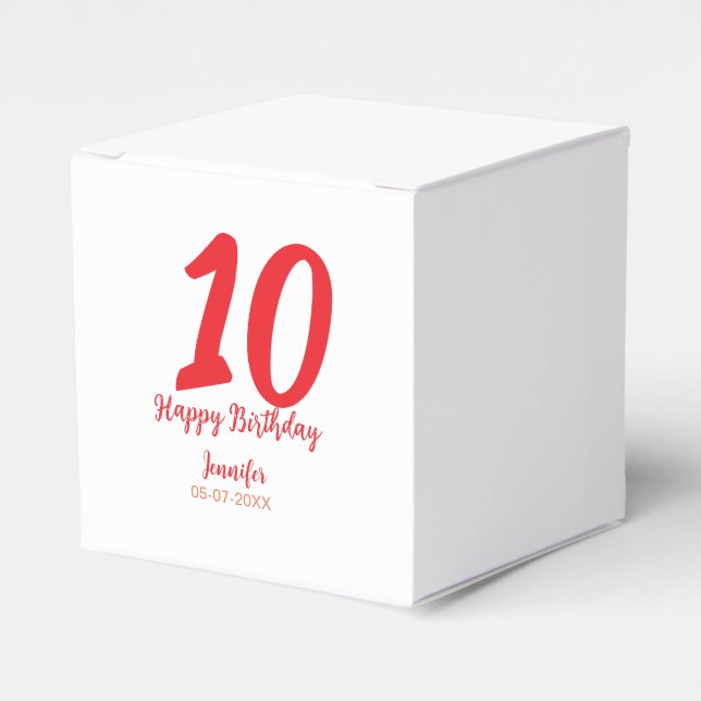 Caja Para Regalos 10.ª fecha de adición de cumpleaños año plantilla  (Costado Anverso)