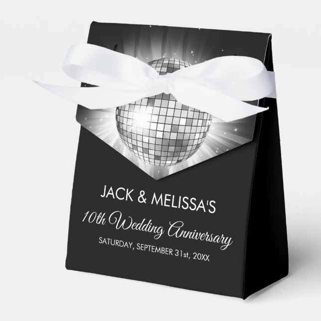 Caja Para Regalos 10.º Boda Fiesta Silver Disco Ball (Front Side)