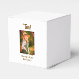 Caja Para Regalos 10th birthday photo name date simple brown beige b