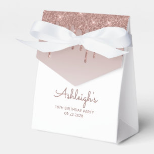 Caja Para Regalos 18.º cumpleaños elegante Rosa Purpurina de oro