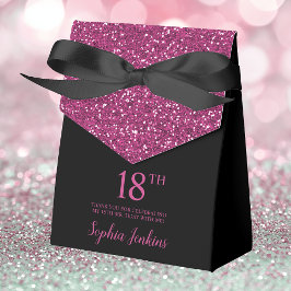 Caja Para Regalos 18 Años Purpurina Black Hot Pink Gracias