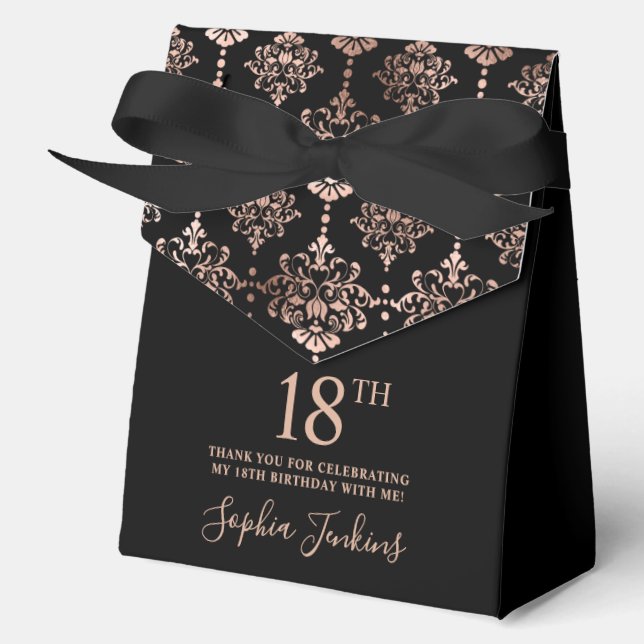 Caja Para Regalos 18th Birthday Rose Gold Elegant Thank You  (Anverso)