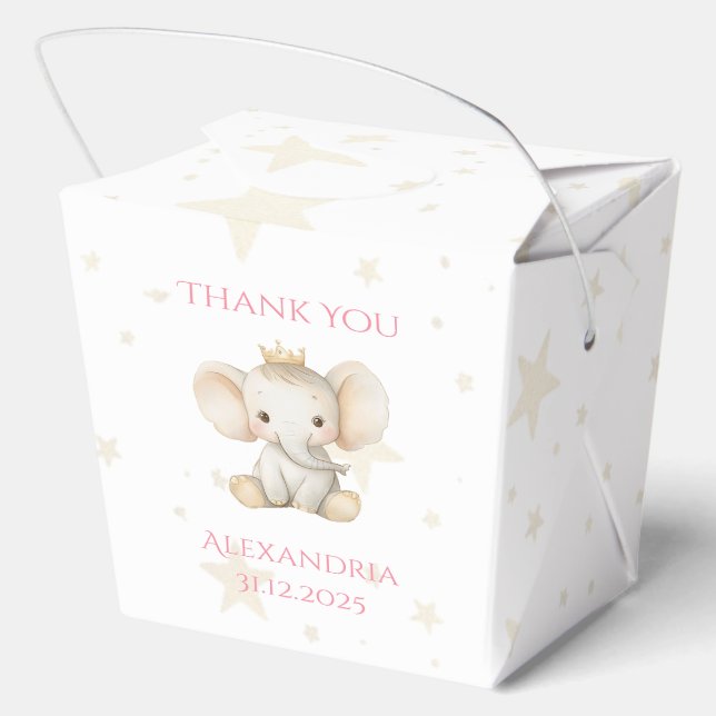 Caja Para Regalos 1.ᵉʳ Elefante Princesa Personalizada (Reverso )