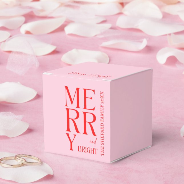 Caja Para Regalos 2025 Modern Merry and Bright Red Pink Christmas (Boda)
