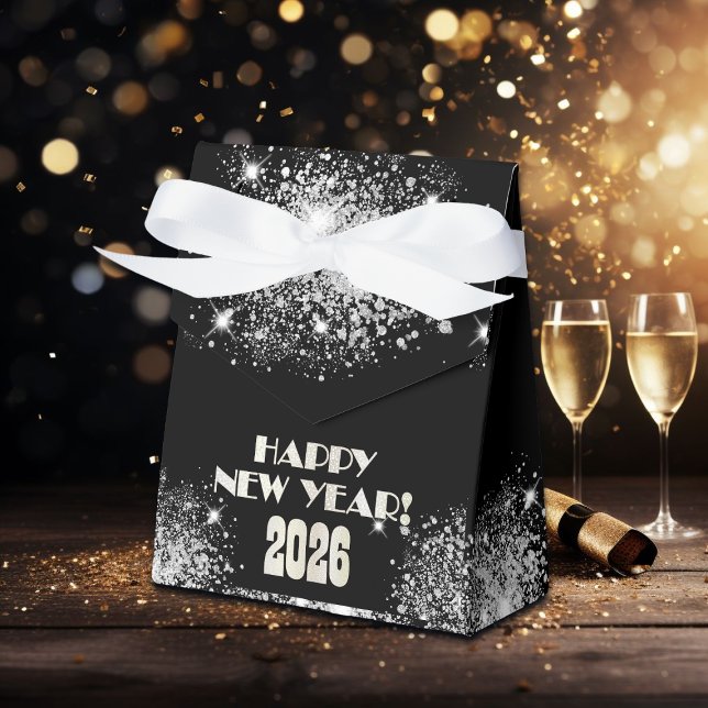 Caja Para Regalos 2026 Black Silver Glitter New Year's Eve Party  (Subido por el creador)