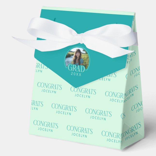 Caja Para Regalos 2026 Mint Green Teal Congrats Graduation Party (Anverso)