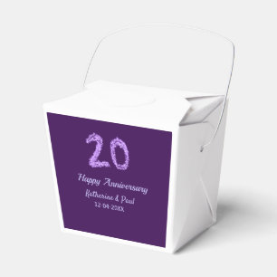 Caja Para Regalos 20.º feliz aniversario añada pareja fecha púrpura
