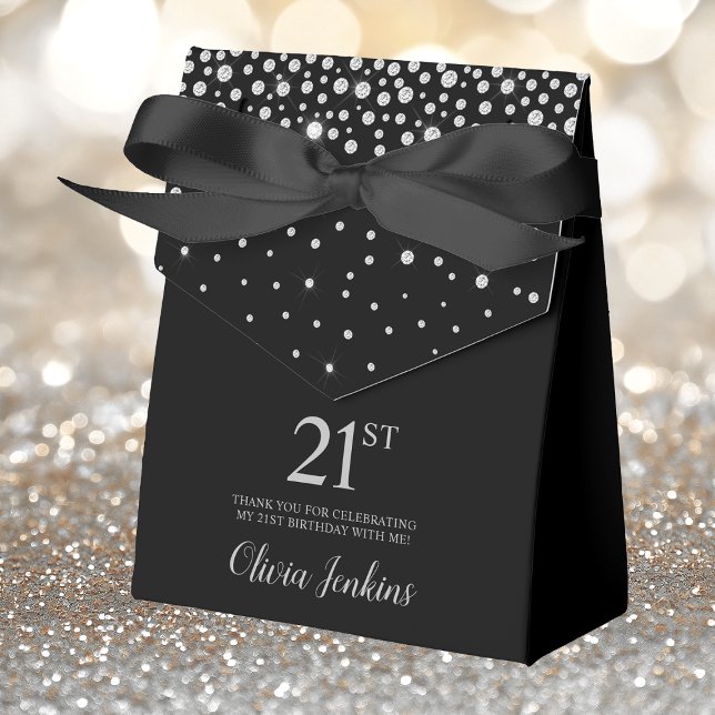 Caja Para Regalos 21 Aniversario Black Sparkly Gracias (Subido por el creador)