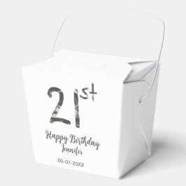 Caja Para Regalos 21 cumpleaños añadir nombre fecha año negro planti