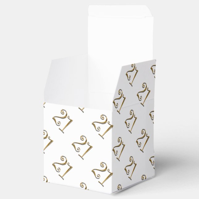 Caja Para Regalos 21 cumpleaños oro blanco elegante (Abierto)