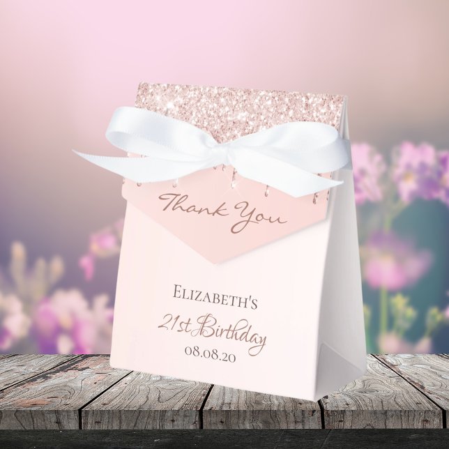 Caja Para Regalos 21 rosa de cumpleaños purpurina de oro glam gracia (Subido por el creador)