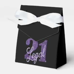 Caja Para Regalos 21 y legal   Purple Faux Purpurina 21º cumpleaños