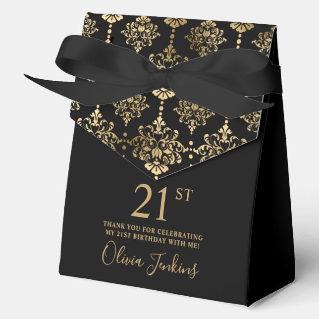 Caja Para Regalos 21st Birthday Gold Elegant Thank You  (Anverso)