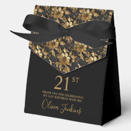 Caja Para Regalos 21st Birthday Gold Floral Thank You 